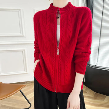 Merino Wool High-Neck Cardigan