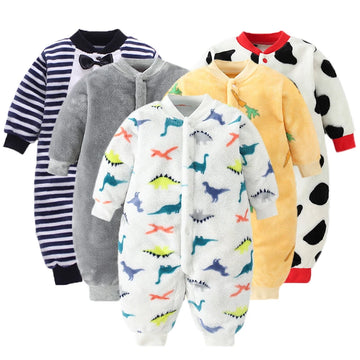 Newborn Baby Flannel Romper Jacket