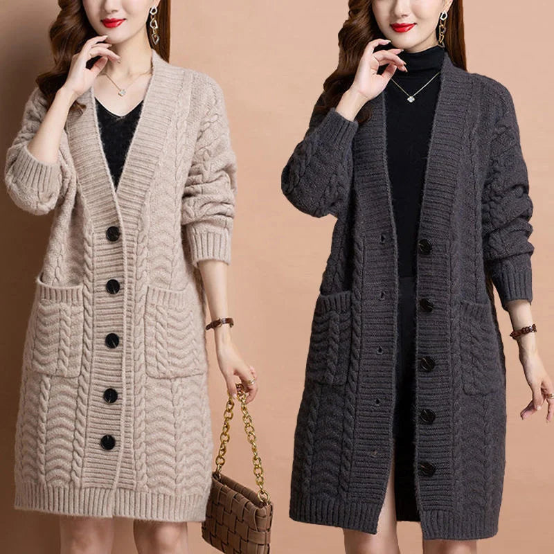Loose V-Neck Knit Cardigan