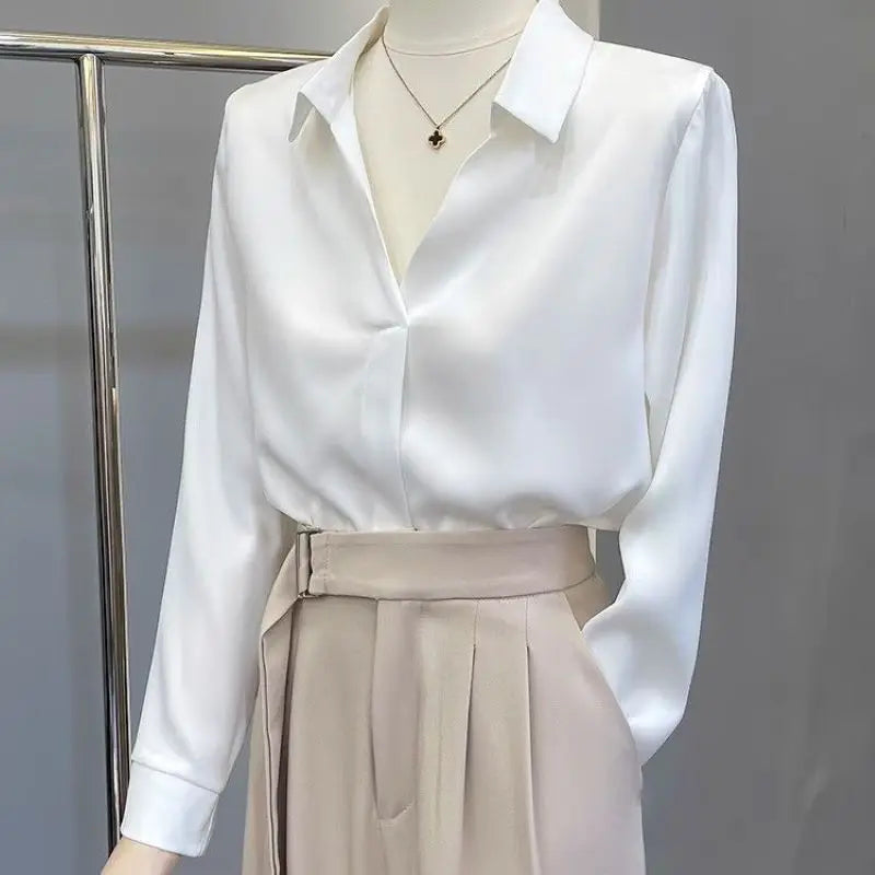 French V-Neck Chiffon Shirt