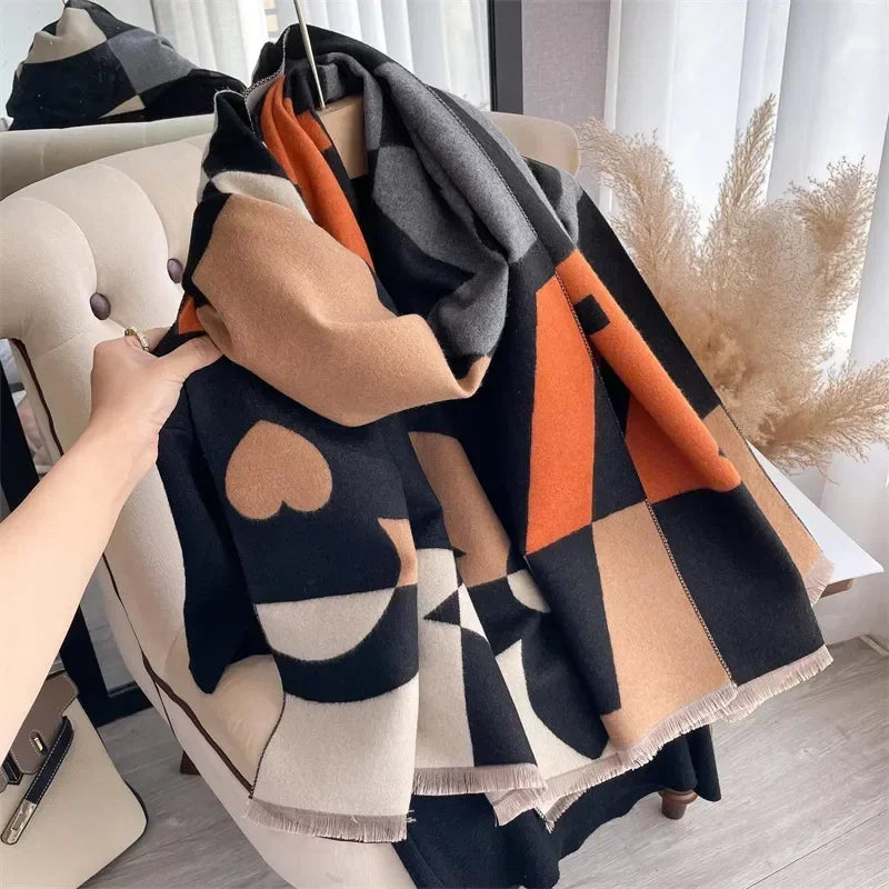 Women Floral Cashmere Winter Scarf