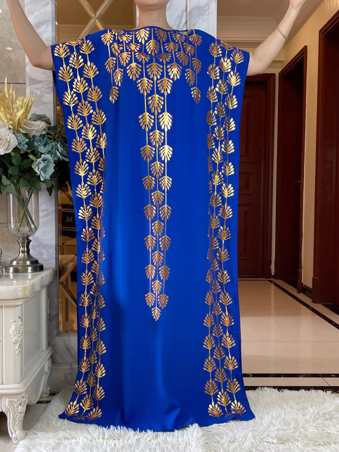 Dubai Summer Gold Stamped Abaya