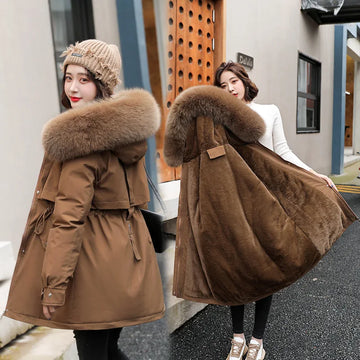 New Women's Hooded Fur Parka