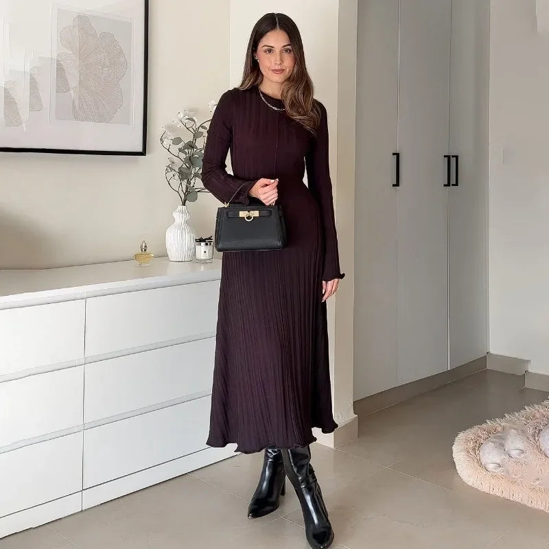 Women Knitted Long Sleeve Dress