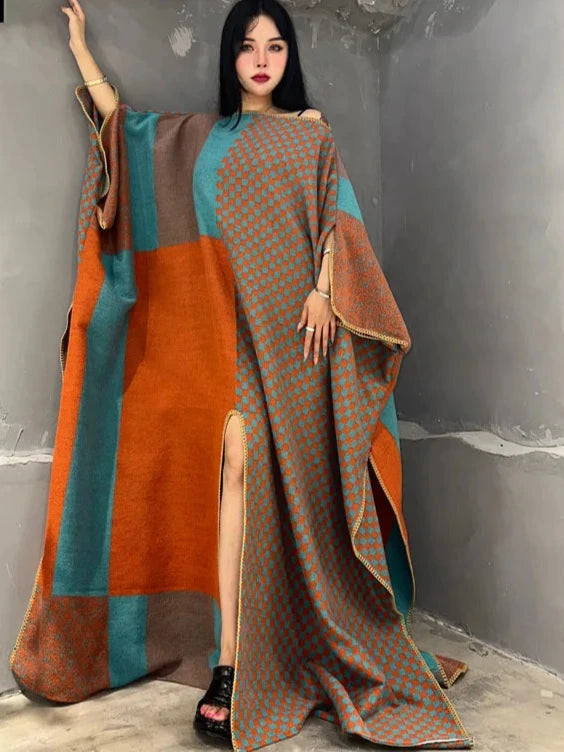 Boho Print Winter Kaftan Dress