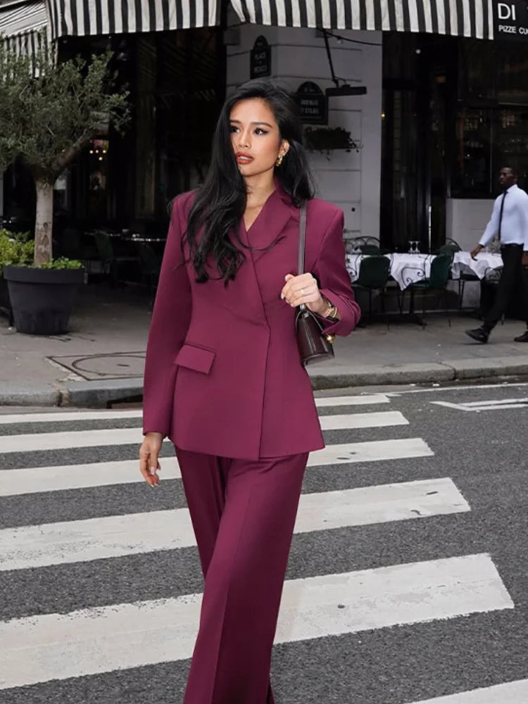 Retro Burgundy Suit Set