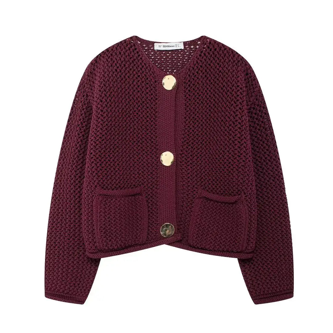 Buttoned Loose Knit Cardigan