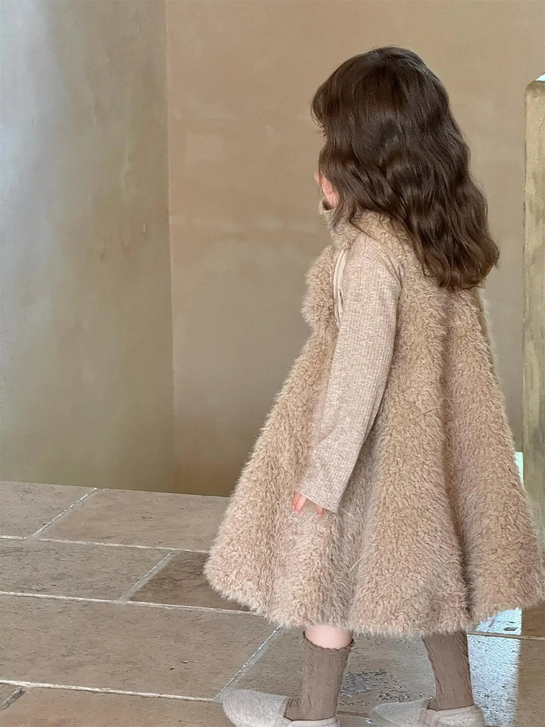 Girls Brown Wool Princess Dress