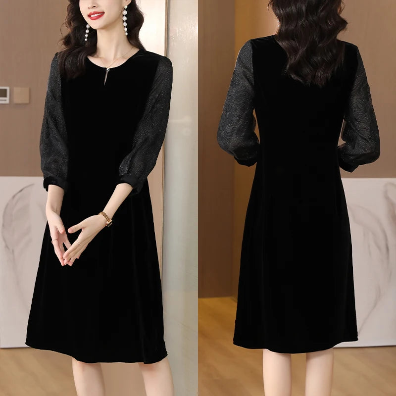 Women’s Loose Velvet Midi Dress