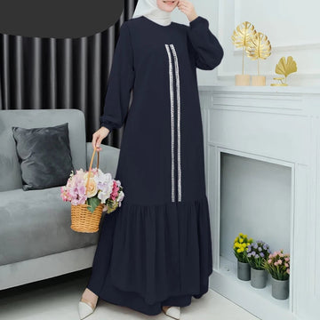 Autumn Ruffle Hem Muslim Abaya