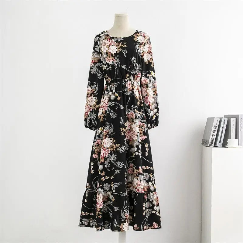 Floral Chiffon Muslim Maxi Dress