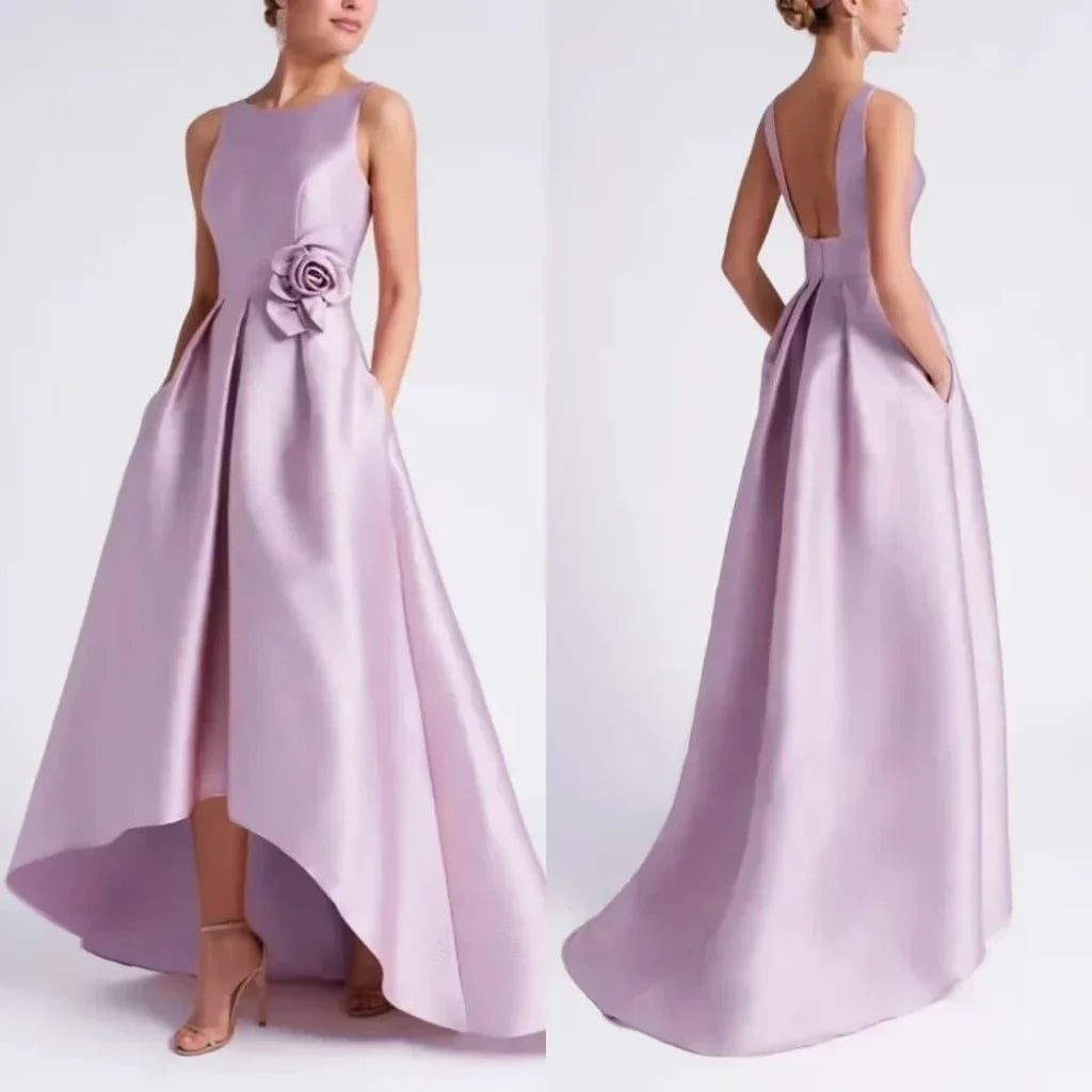 Elegant Backless Satin Ball Gown