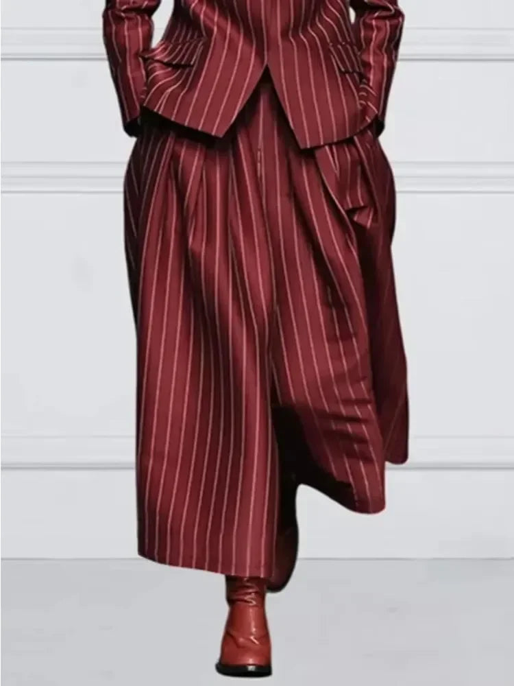 Women's Striped Wide Leg Trousers
