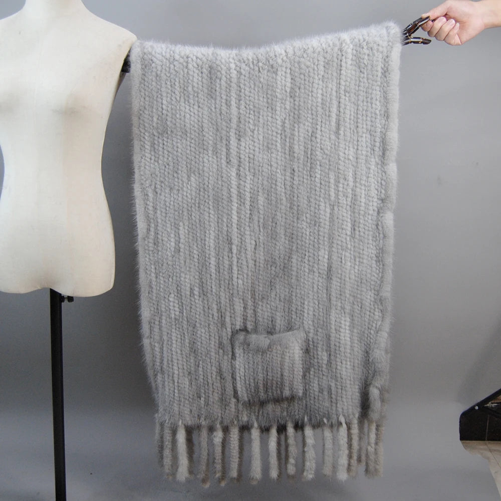 Women Luxury Mink Fur Shawl