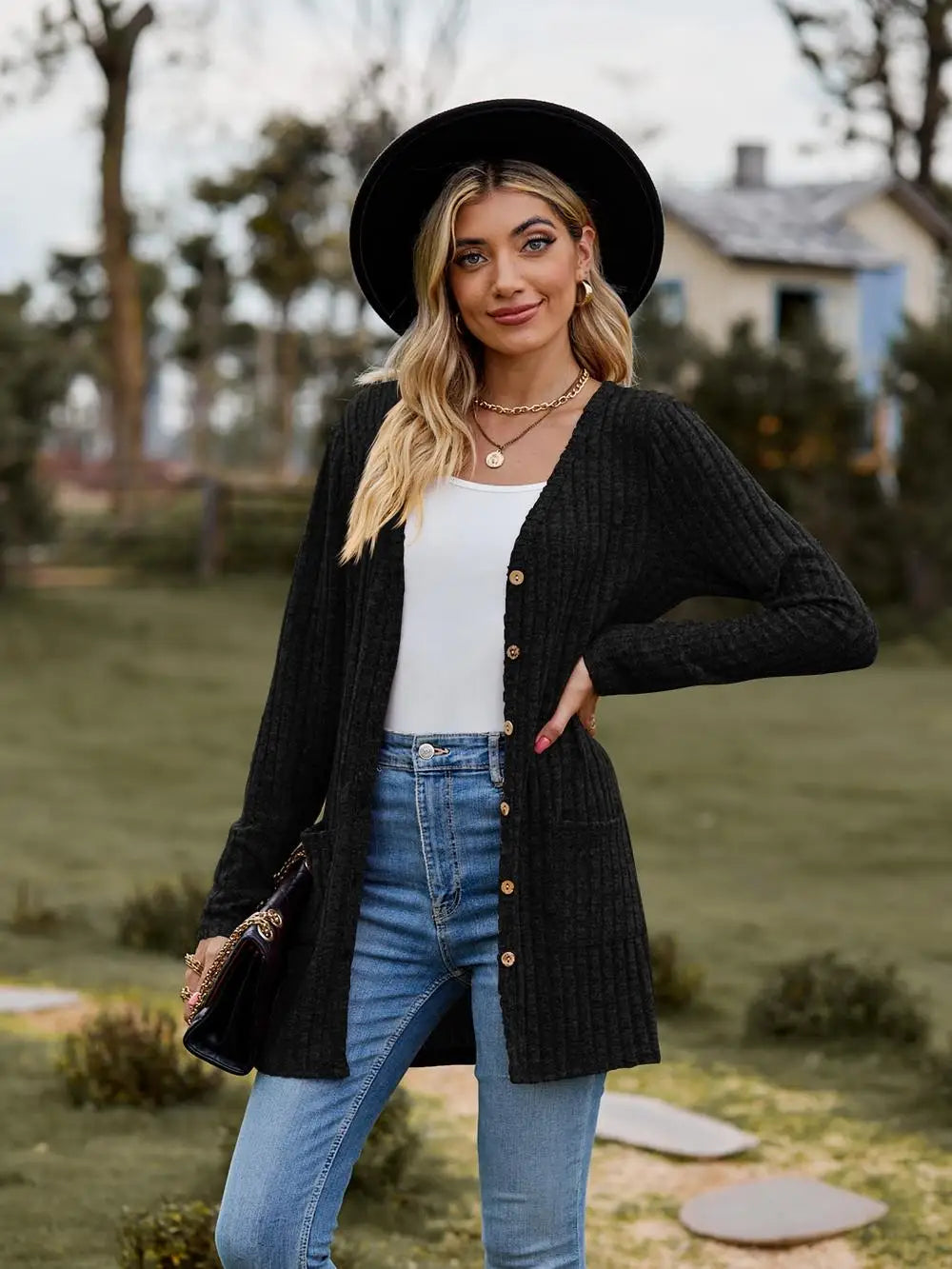 Button-Up Pocket Cardigan