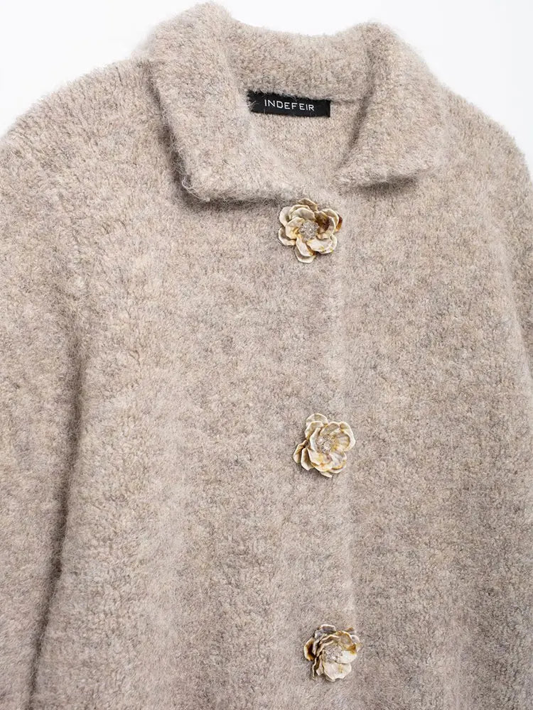 Flower Button Knitted Cardigan